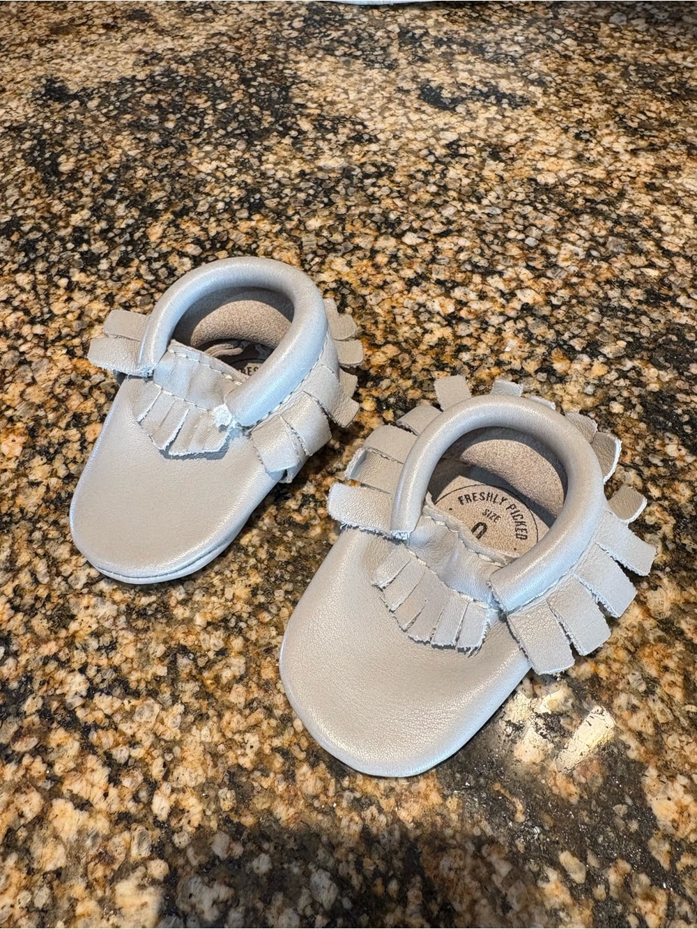 Freshly Picked Baby Moccasins in Light Gray/Gray